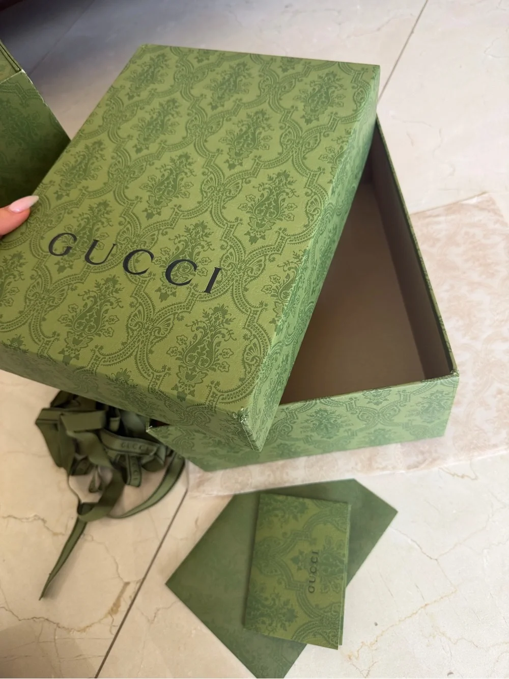2 authentic Gucci Green Gift Box and Accessories Set